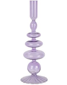 Lysestake i Lilla Glass Bobledesign 27 cm