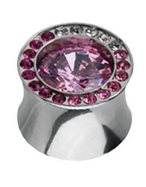 Shade Pink Circle - Piercing Plug med Hvide og Rosa Sten