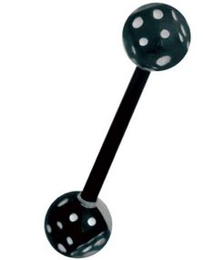 Tungepiercing med Sorte Terninger
