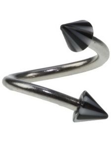 Curve Øjenbrynspiercing med Sort og Hvid Spikes - 1.2 x 8 mm