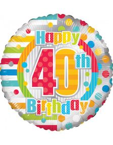 Happy 40th Birthday - Folieballon 46 cm