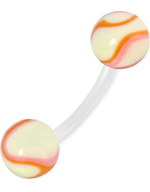 Candy Storm - Cremehvid og Orange Navlepiercing af Bioplast