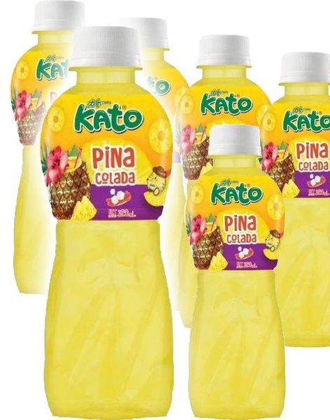 6 st Kato Fruit Juice Nata De Coco Pina Colada - Juice med Pina Colada-Smag og Kokosgeléstykker - Hel Pakke 6x320 ml (Thailand)