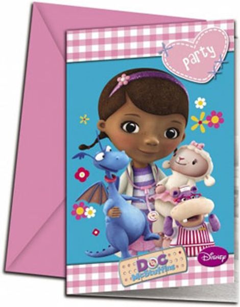 6 stk. Invitationer - Doc McStuffins