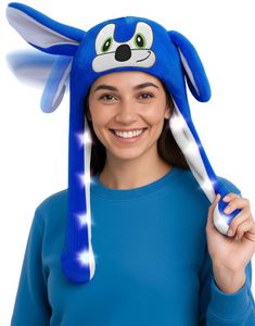 Sonic Inspirert Lue med Bevegelige Ører og Lys