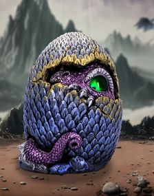Blå/Gullfarget Drage Egg Dekorasjon 15,2 cm