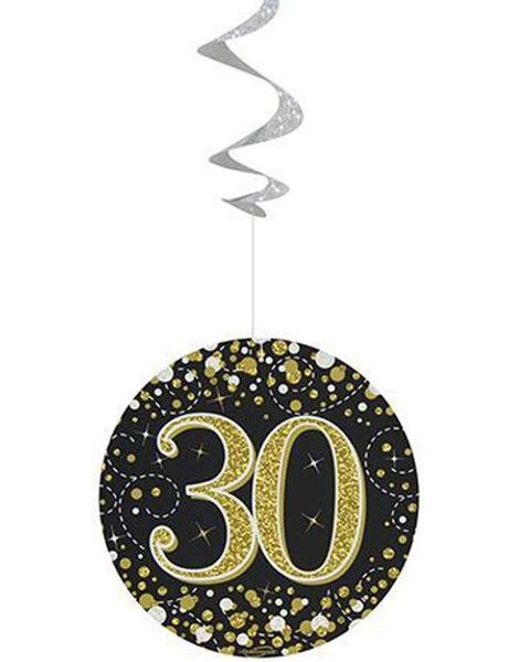 12 stk 30-Års Bursdag Multifarget Hengende Swirls