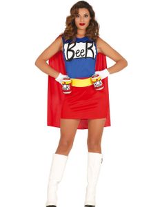Beer-Woman Superhelt Damekostyme 4 Deler - Strl Small
