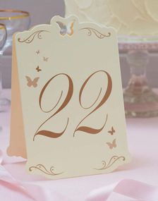12 stk Beige Bordnummer Kort 13-24 - Butterfly Dream