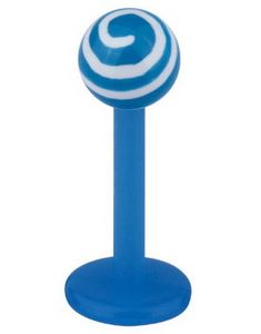 Labret m/Stribet Op Kugle - Blå/Hvid - Strl 1,2x8x4mm
