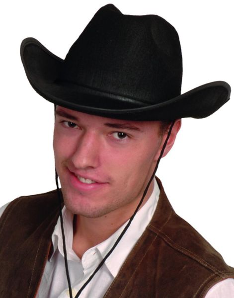Sort Cowboyhat med Snor