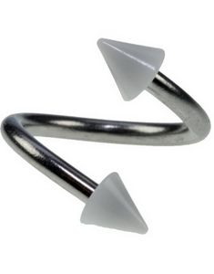 Curve Øjenbrynspiercing med Hvide Spikes - 1.2 x 8 mm