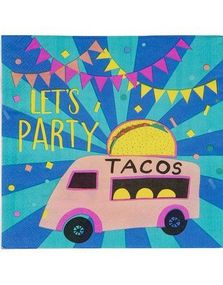 16 stk. Servietter med Tacobuss 33x33 cm - Let's Party