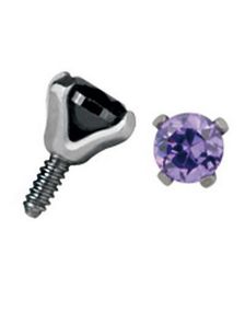 Rund Lilla Sten - Strl 3 mm Dermal Anchor Kugle med 1,2 mm gevind