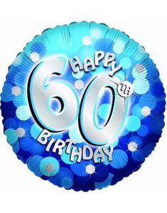 Happy 60th Birthday - Blå Holografisk Folieballong 45 cm
