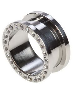 Sølvfarvet Piercing Tunnel med Diamanter
