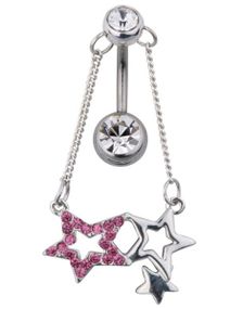 Elegant Navlepiercing med Hængende Stjernesmykke - Rosa