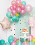 Happy Birthday! - Stjerneformet Lys Pudderrosa Folieballong med Iriserende Skrift 40 cm