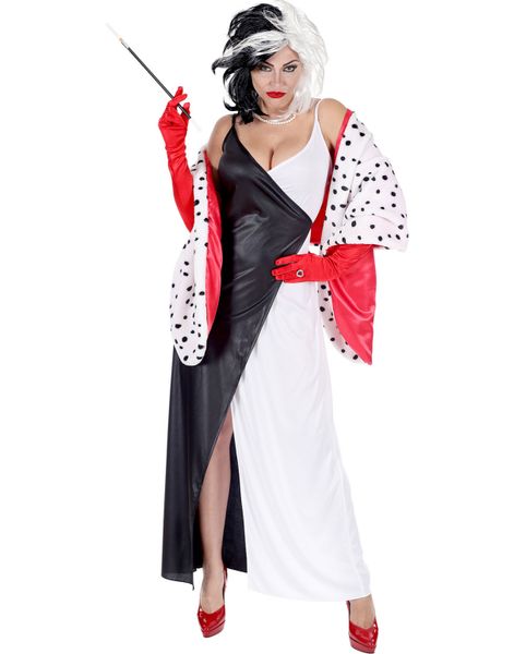 Cruella de Vil Inspireret Kostume med Kappe
