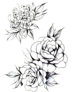Sketched Flowers - 2 stk Tatoveringer (Fake Tattoo)