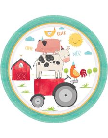 8 stk Papptallerkener med Gårdsdyr 23 cm - Farm Party