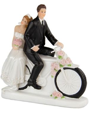 Bryllupspar På Cykel - Kagepynt 11 cm