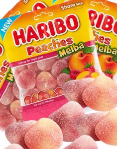 24 stk Haribo Peaches Melba - Sukrede Vingummi 80 gram - Hel Æske