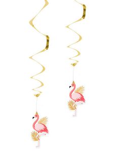 2 stk Hængende Dekorationer med Holografisk Guldmotiv - Flamingo Gold