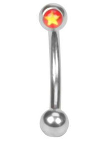 Gul Stjerne - 1.2 x 8 mm Øjenbrynspiercing