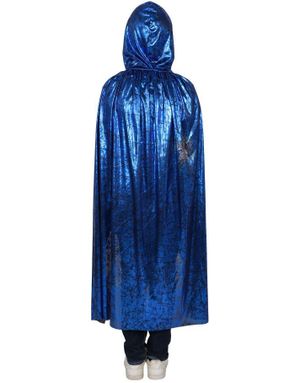 Blå Metallisk Kappe med Hette