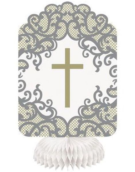 3 Stk Gullkors Honeycomb Bordpynt 20 cm - Gold Cross