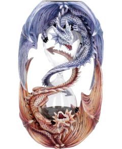 Anne Stokes Lilla og Rød Dragefigur med Timeglas 20 cm