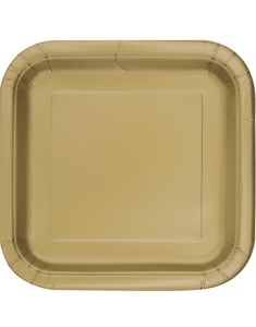 14 stk Firkantede Guldfarvede Paptallerkner 22 cm