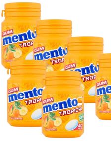 6 Stk Mentos Gum Tropical - Sukkerfri Tyggegummi med Tropisk Smag - Hel Æske