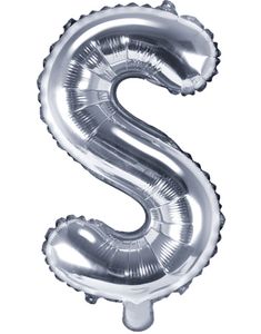 Bogstavet S - Sølvfarvet 35 cm Folieballon