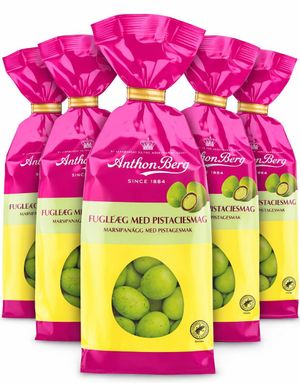 25 stk Anthon Berg Fugleæg Marcipanæg med Pistacie - Hel Æske