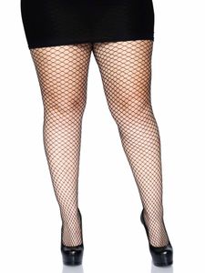 Lycra Sorte Netstrømpebukser - Plus Size