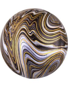 Brun, Hvit og Gullfarget Marble Metallisk Orbz / Ballongboble 38 cm
