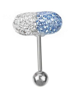 Hvid & Lyseblå Diamant Pil - Tungepiercing