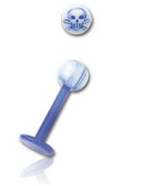 Labret With Blue Skull - 1.2 x 8 mm