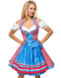 Traditionel Dirndl-Oktoberfestkjole med Forklæde
