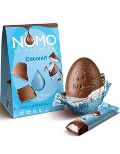 NOMO Vegansk Gaveæske Med Stor Chokoladeæg Og Chokoladebar Med Kokossmag 153 Gram