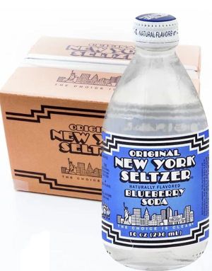 12 st Original New York Seltzer Blueberry Soda - Sodavand med Blåbærsmag - Hel Kasse 3,55 Liter (USA)
