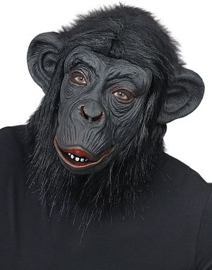 Heldækkende Gorilla Latexmaske med Imiteret Pels