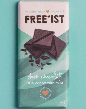 Sukkerfri Mørk Mælkechokolade med Mintsmag 70 gram - Free’ist