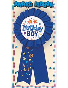 Birthday Boy - Kongeblå Præmie Rosette 14x7 cm