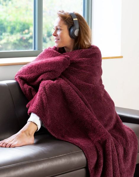 Snug Rug Sherpa Fleece tæppe i Bourgogne rød