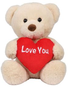Love You - Teddybjørn Bamse med Hjerte 20 cm