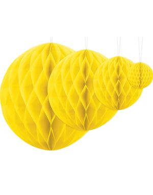 Gul Honeycomb Ball Vælg Størrelse 10-40 cm
