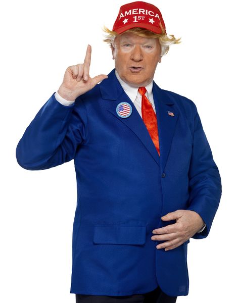 Donald Trump Sæt med Kostumejakke, Caps, Slips og Pin